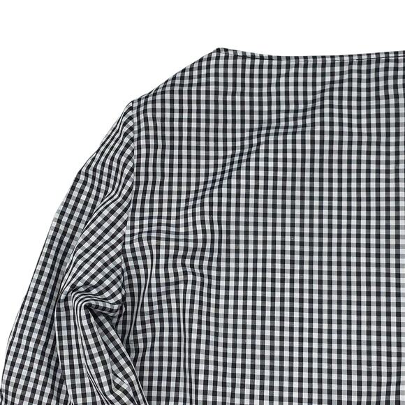 ALYX Blouse Womens XL White Black Split Bell Sleeve Checker Floral - Picture 9 of 12